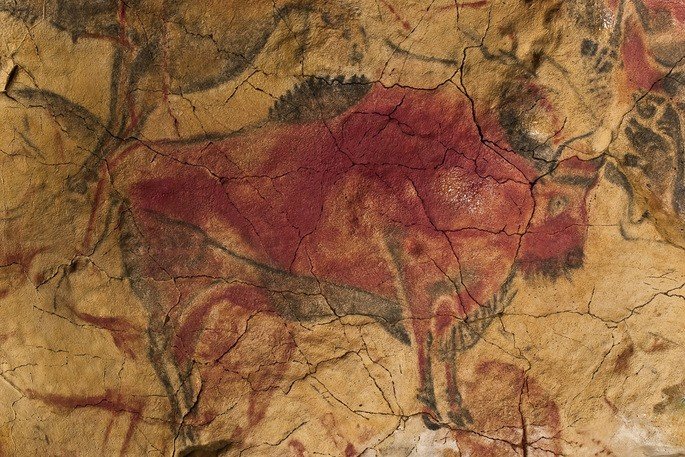 Arte rupestre, desenho de bisão na caverna de Altamira