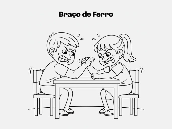 ilustração de crianças jogando braço de ferro