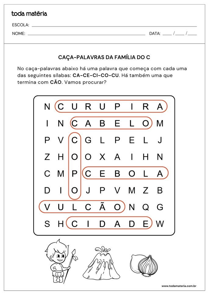 caça-palavras com a familia do C_resposta
