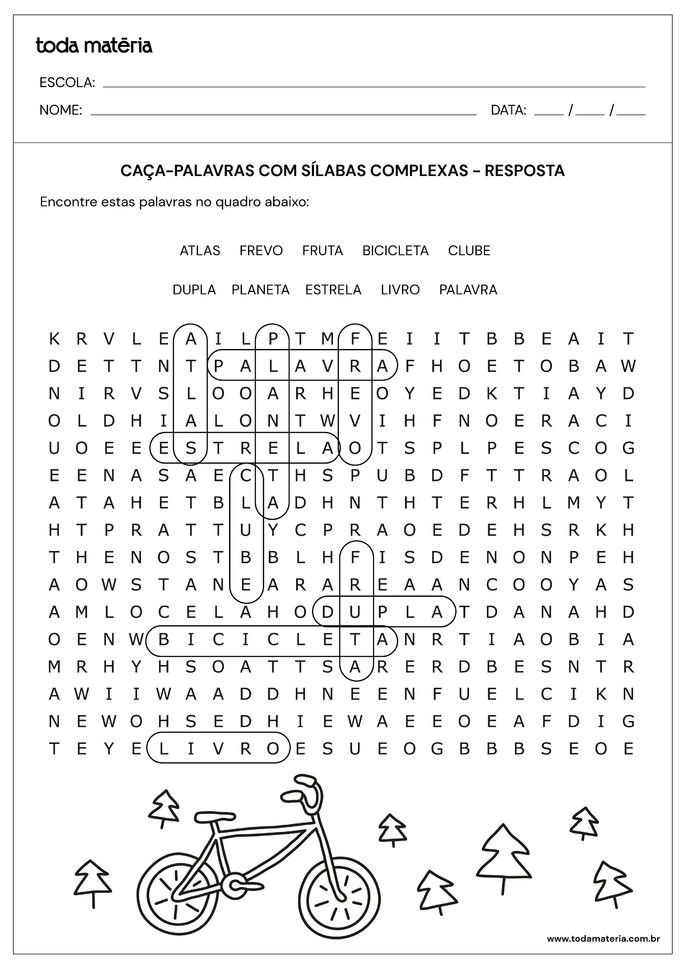 respostas do caça-palavras com sílabas complexas