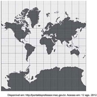 Imagem da projeção de Mercator