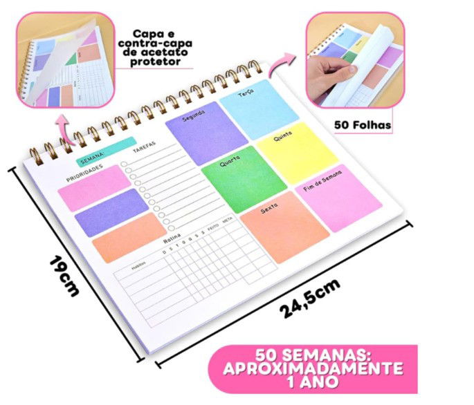 Planner colorido para comprar na Amazon