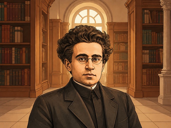 Representa&ccedil;&atilde;o feita por IA de Antonio Gramsci