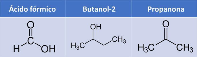 ácido fórmico, butanol-2, propanona