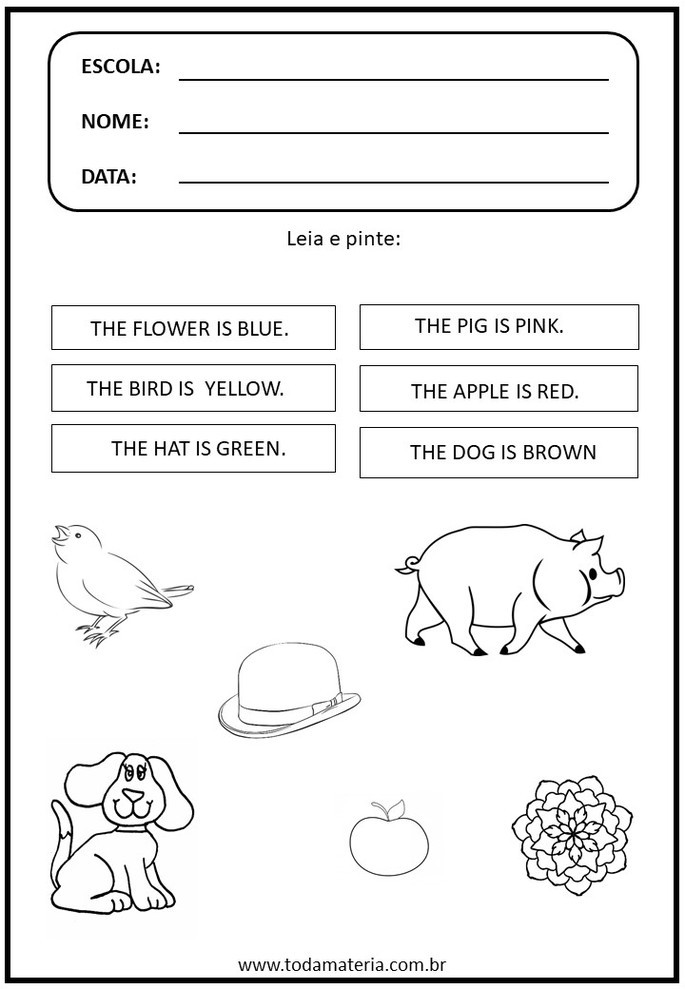 Palavras Cruzadas - Cores em Inglês para imprimir - Brinquedos de Papel