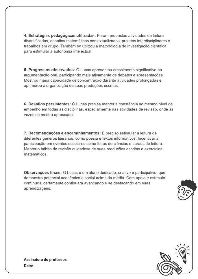 exemplo pronto de relatório escolar de aluno com bom desempenho_folha 2