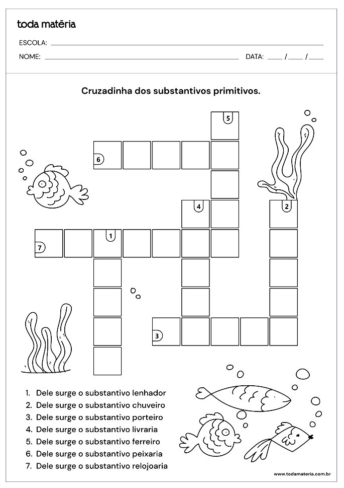 Atividades de substantivos primitivos e derivados (com gabarito) - Toda ...