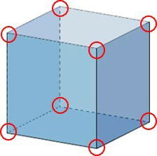 Cubo e seus vértices.