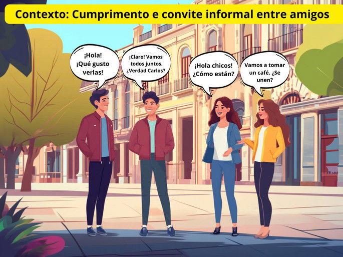 Exemplos de diálogos em situações formais e informais que mostram como usar esses cumprimentos e despedidas na prática