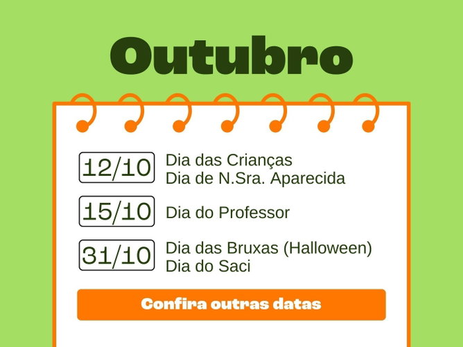 Todas as datas comemorativas de Outubro (2026): explicação sobre as principais