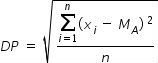 Fórmula para o cálculo do desvio padrão