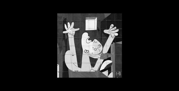 pessoa em chamas guernica