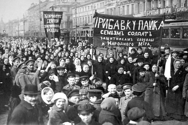 Manifestação na Rússia em 1917