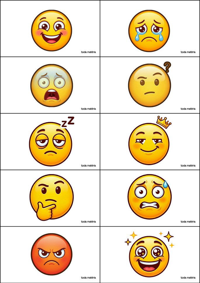 Folha com emojis - para impress&atilde;o.