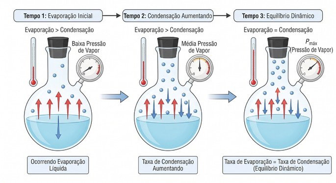 equilibrio dinamico da evapora&ccedil;&atilde;o/condensa&ccedil;&atilde;o