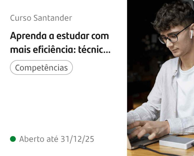 Banner do santander open academy para o curso de estudar com eficiência