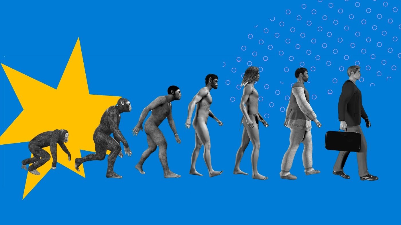 Evolução humana homem das cavernas aterrissando página da web