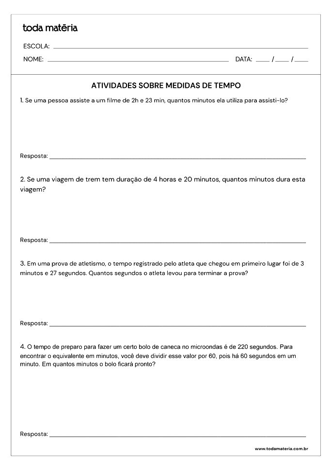 Atividades de Matemática do 6º ano - Toda Matéria