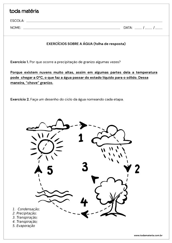 Atividade de Geografia - O Ciclo da Água e do Solo - 4º e 5º ano