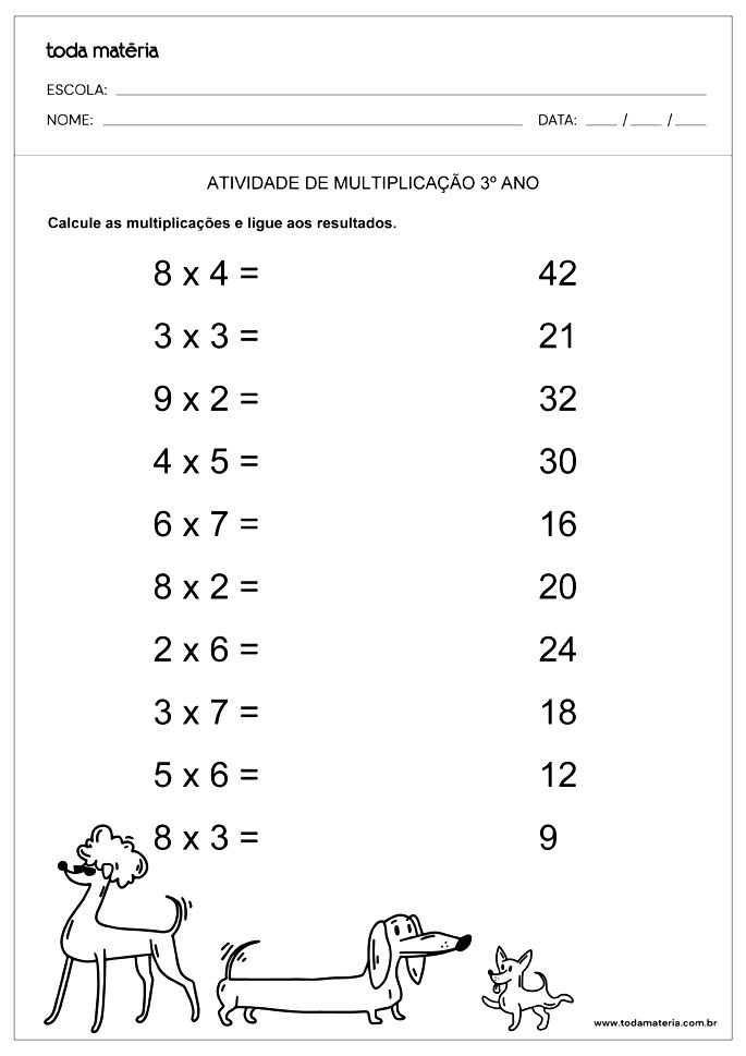 Atividades de matemática 4º ano - Toda Matéria