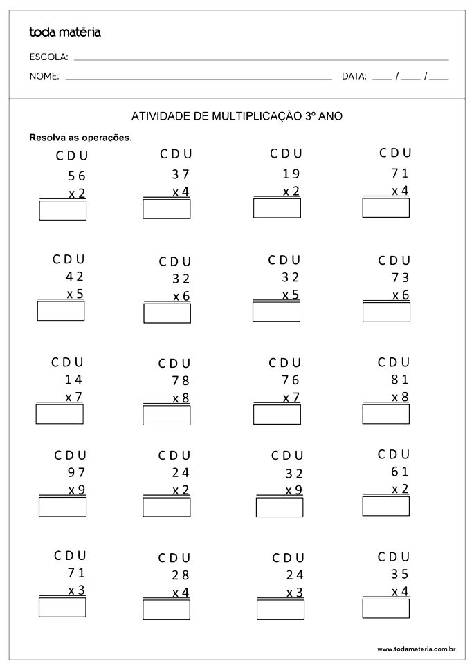 Só Escola - Atividades de Matemática para Imprimir - Horas