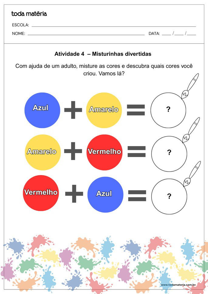 Folha 4-Atividade Ed.Infantil -Cores Secundárias