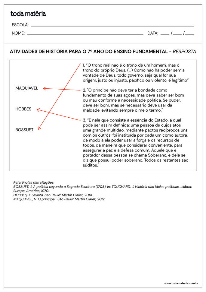 Folha de Atividade História - 7 ano - 7questão-resposta