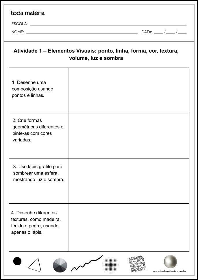 Folha de Atividade 1- Elementos Visuais da Arte