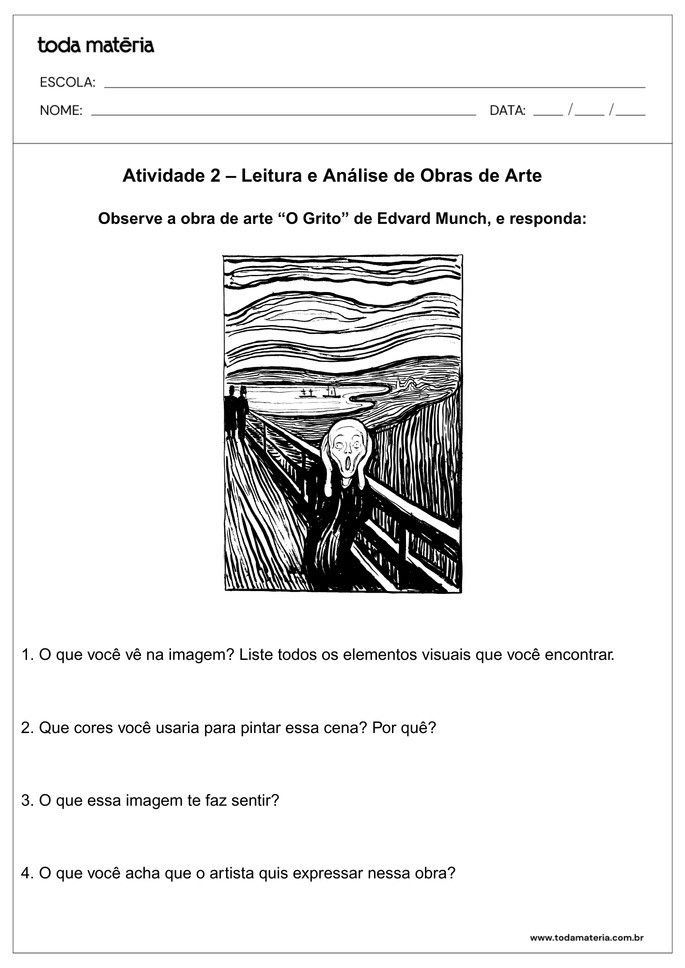 Folha de Atividade 2-Leitura e Análise de Obras de Arte-O grito