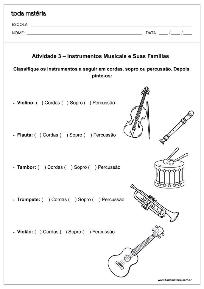 Folha de Atividade 3-Instrumentos Musicais