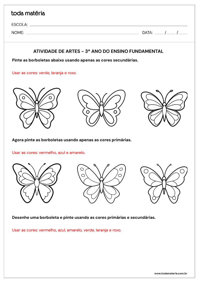 Atividade sobre cores: resposta.