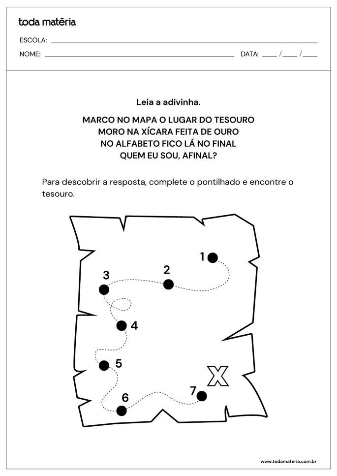 Folha de atividades sobre a letra X para educação infantil