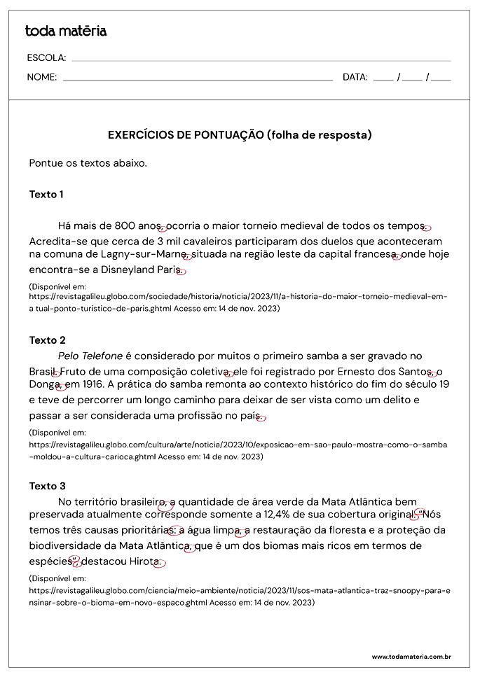 Atividades de interpretação de texto para 7º ano (com gabarito) - Toda  Matéria