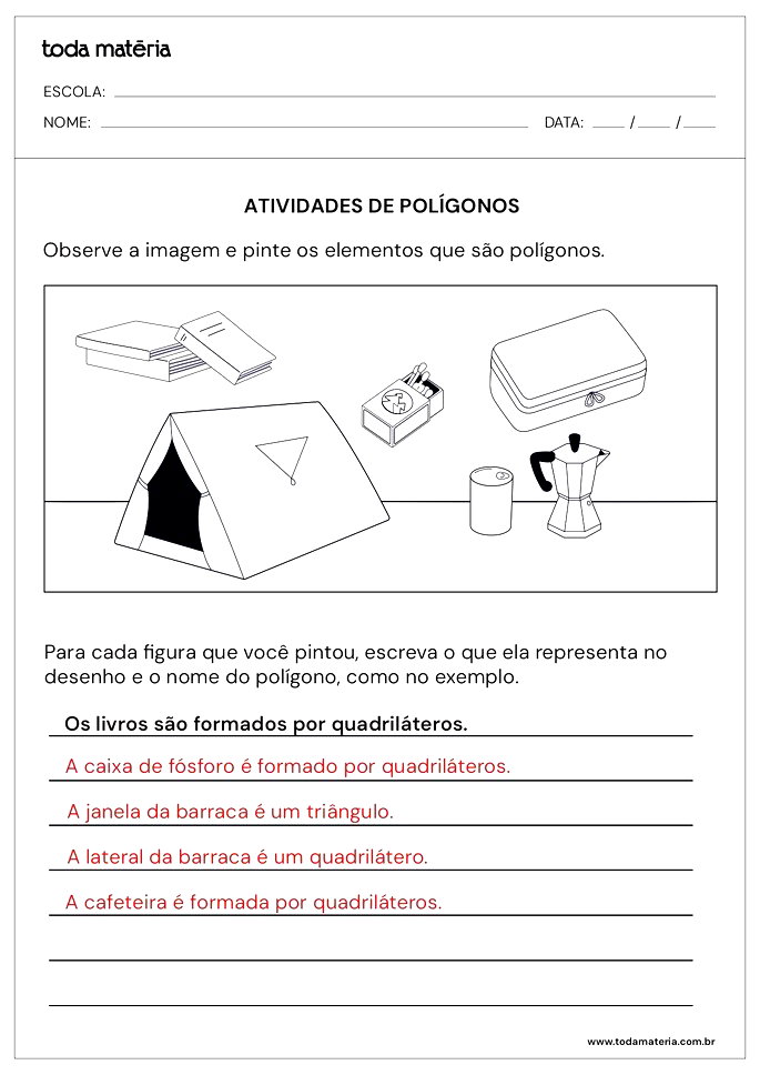 Atividades de polígonos (para imprimir) - Toda Matéria
