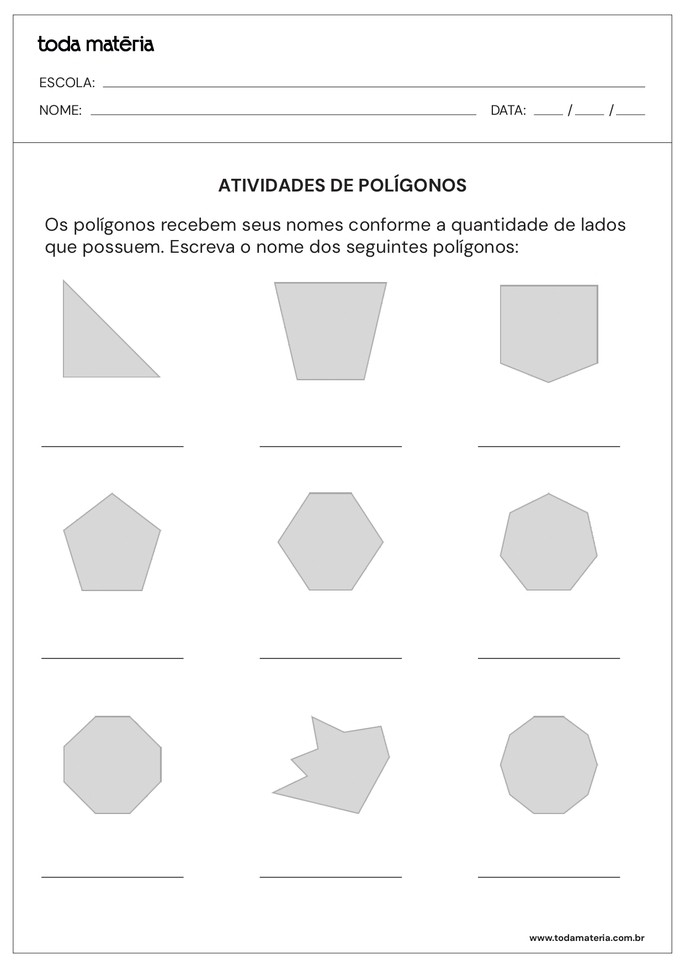 Atividades De Polígonos (para Imprimir) - Toda Matéria