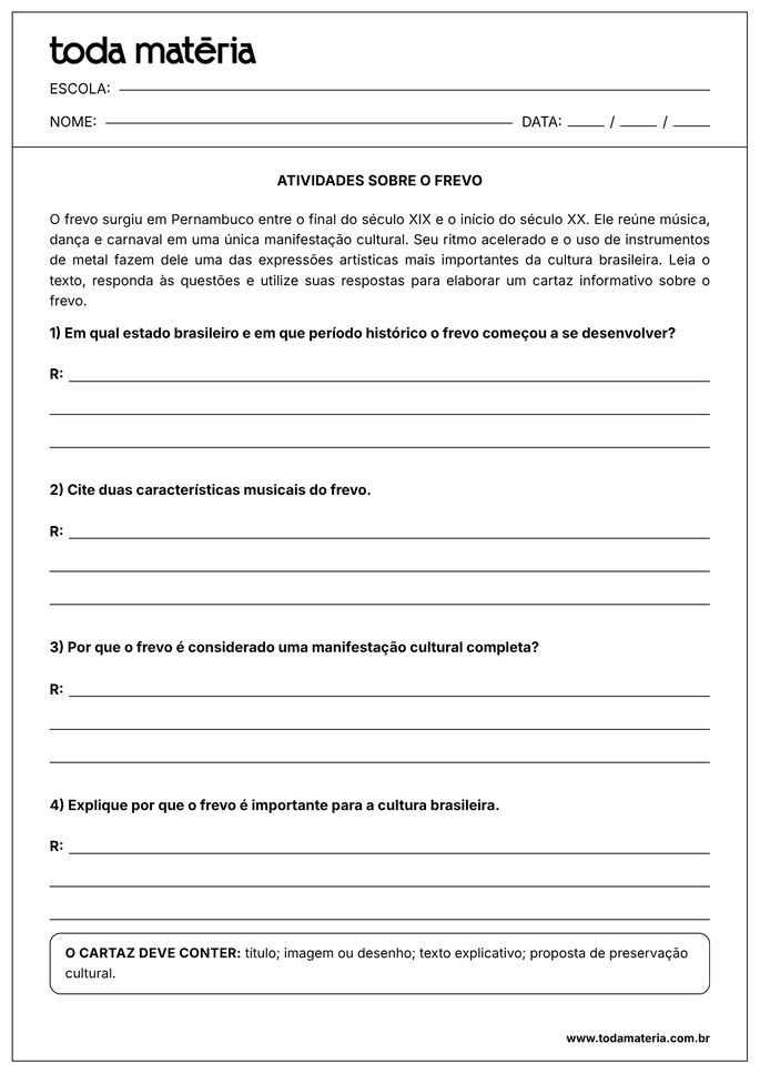 atividade de cartaz sobre frevo