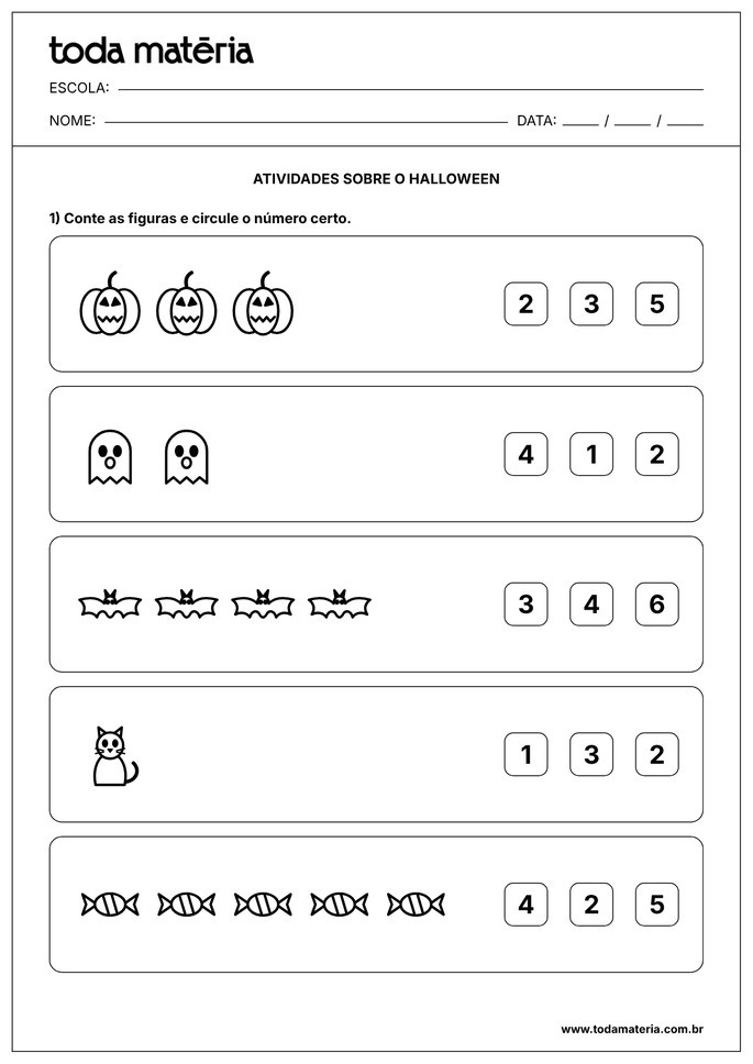atividade de halloween de contar para educa&ccedil;&atilde;o infantil