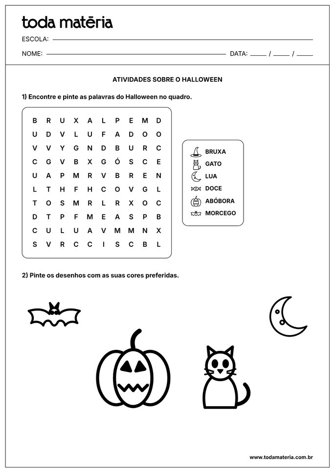 atividade de halloween de ca&ccedil;a-palavras para educa&ccedil;&atilde;o infantil