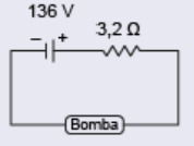 bomba com 136 V de tensão elétrica