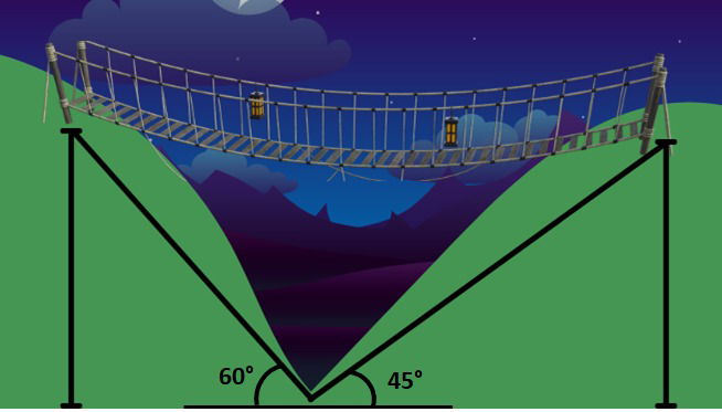 ponte formando ângulos de 60º e 45º