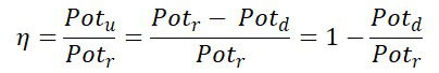 forma de expressar o rendimento substituindo a expressão da potência útil na do rendimento
