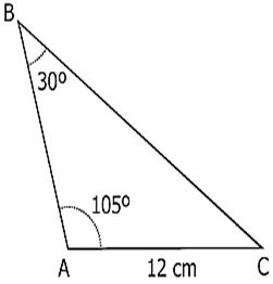 figura de triângulo com 12 cm de A a C