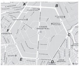 mapa cujas ruas formam um hexágono regular