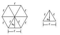 hexágono regular à esquerda e triângulo equilátero à direita