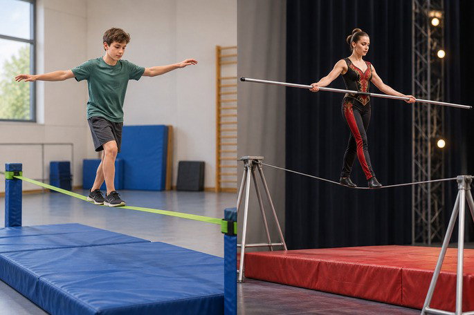 Slackline e corda bamba