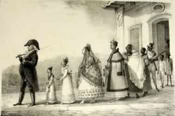 Ilustração de Debret: Um Funcionário a Passeio com sua Família