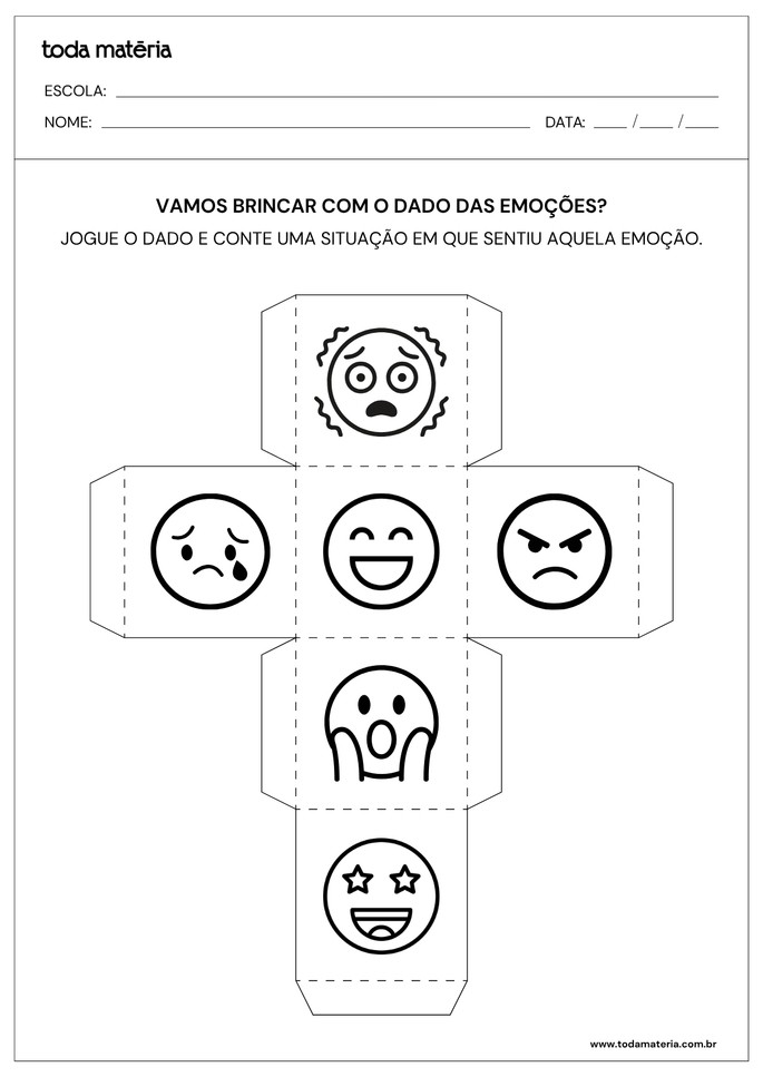 jogo sobre as emo&ccedil;&otilde;es com dado para educa&ccedil;&atilde;o infantil