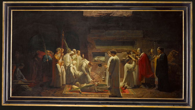 Jules-Eugène Lenepveu. Os Mártires nas Catacumbas, 1855. Óleo sobre tela.