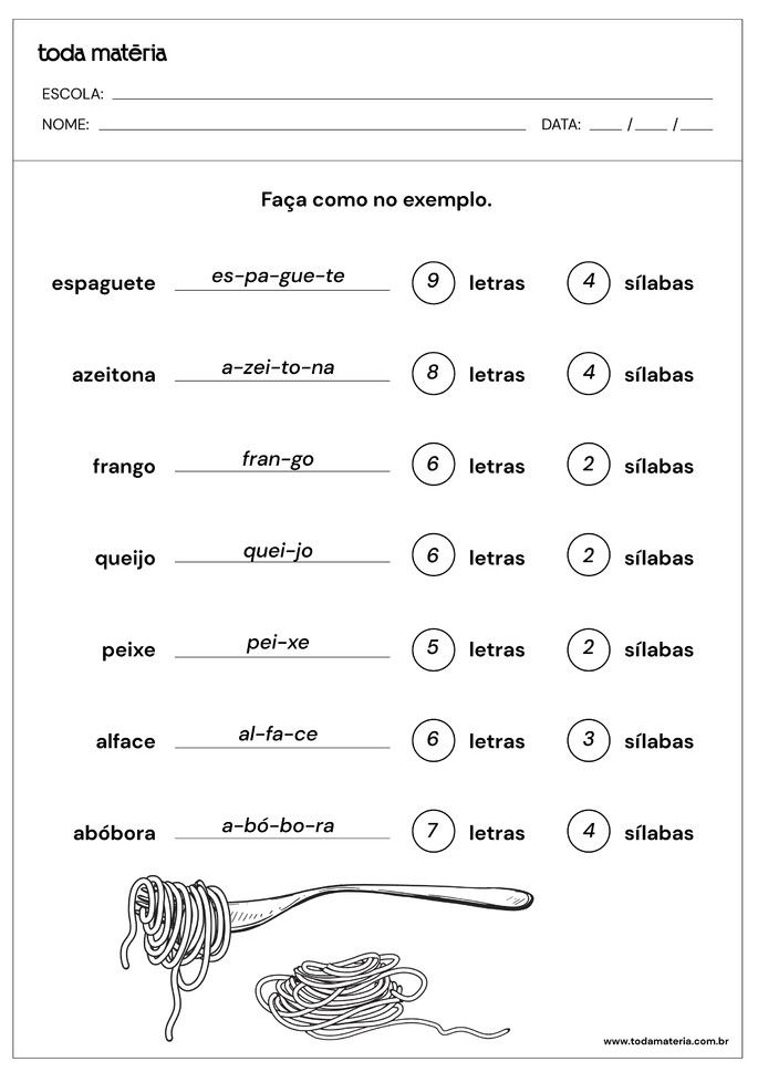 Atividades De Separação De Sílabas (2º Ano Do Ensino Fundamental ...