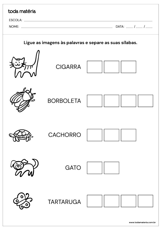 Atividades de separação de sílabas (2º ano do Ensino Fundamental) - Toda  Matéria